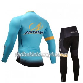 Set Langarmtrikot + Radhose Lange 2017 Astana Pro Team Kinder N001